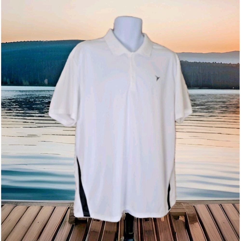 Old Navy Active Polo Shirt XL White/Gray 3 Button Lightweight Golf Athleisure